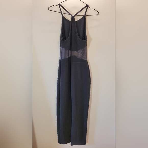 90s Rampage Vintage Deadstock Black Maxi Dress with Sheer Waist Detail - Size 9 - Picture 5 of 7